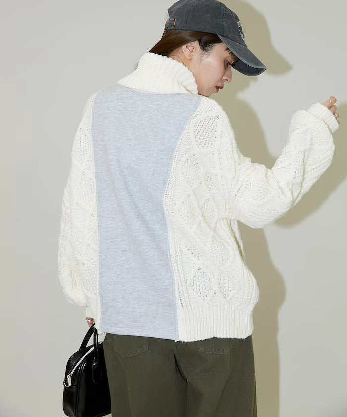 Mixed Material Switch Turtle Neck Knit Limited Edition