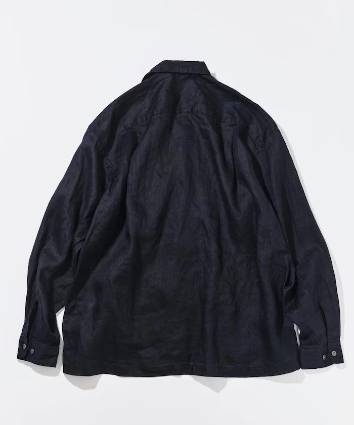 Linen Open Collar Long Sleeve Shirt