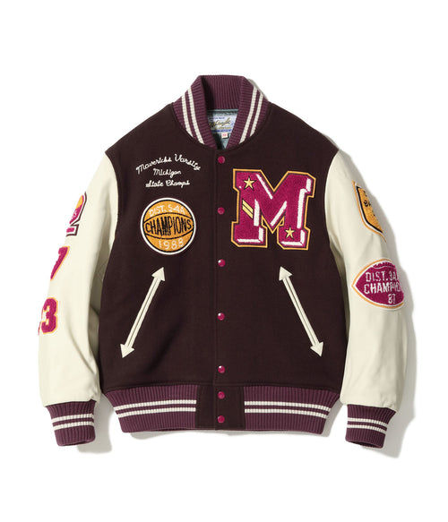 30oz. WOOL MELTON AWARD JACKET “MAVERICKS” (BROWN)