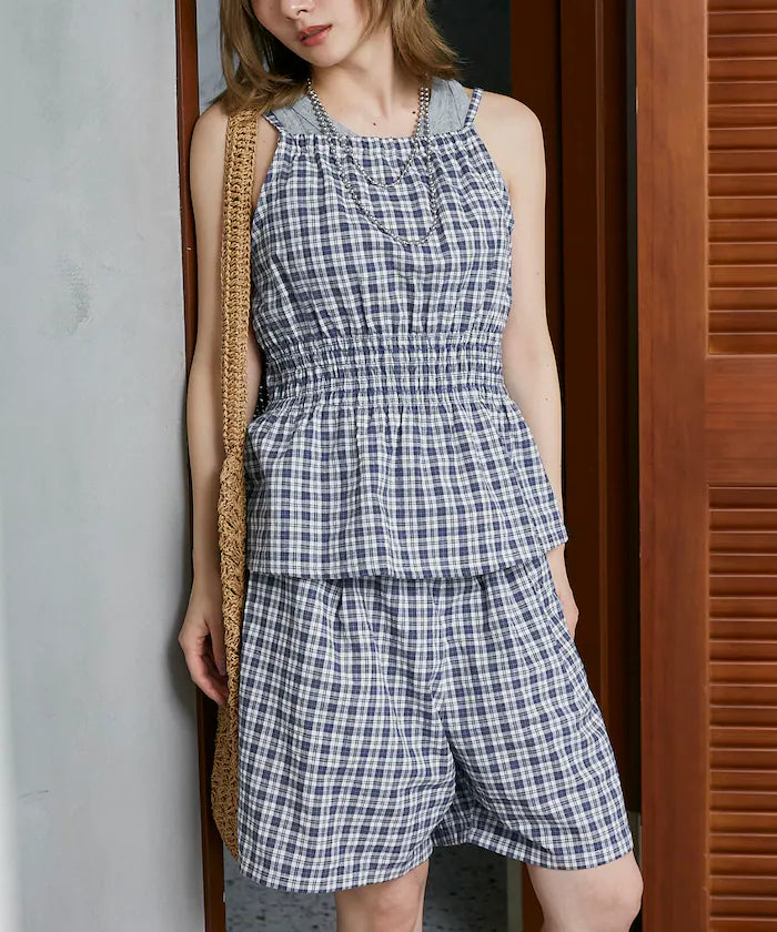 Shearling camisole x short pants set limited edition