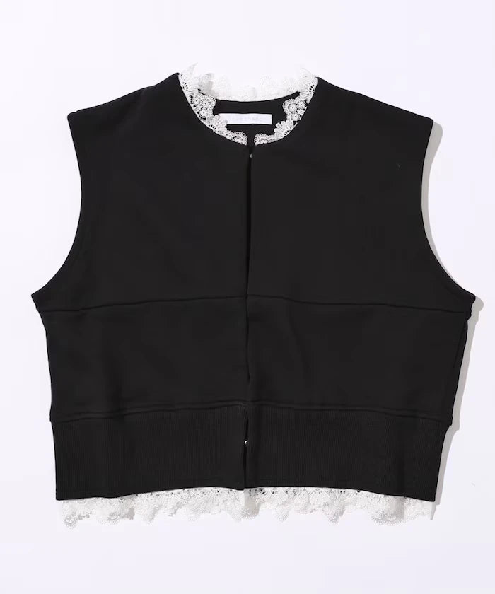 Organic Cotton Lace Sweat Vest / Lined Sweat