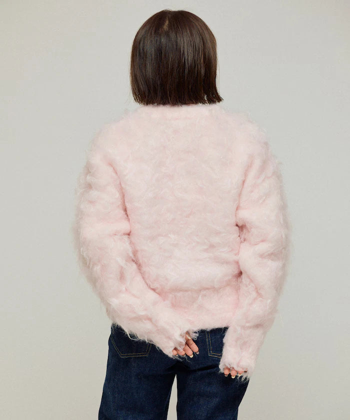 Variation Button Shaggy Knit Cardigan