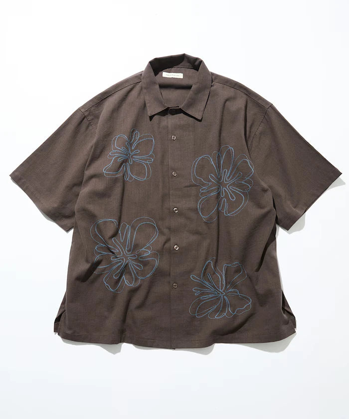 Relaxed Fit Floral Embroidered Short Sleeve Open Collar Shirt [Limited Edition]