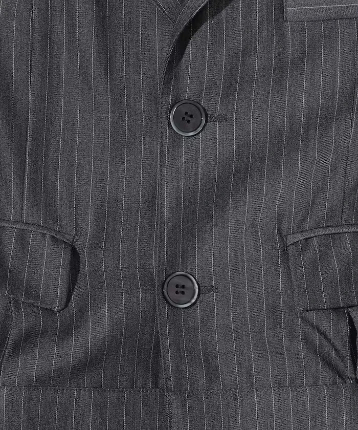 Pinstripe Flare Hem Short Vest
