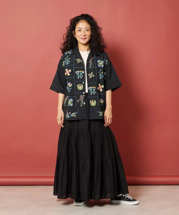 Patchwork Flower Embroidery Shirt