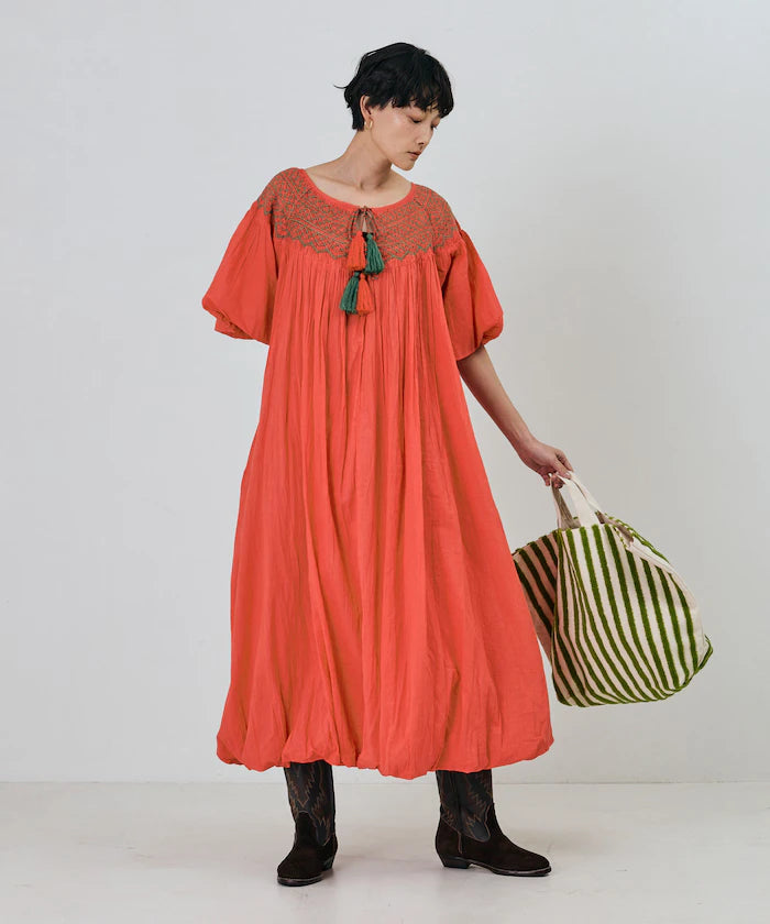 India Colored Smocked Balloon Dress