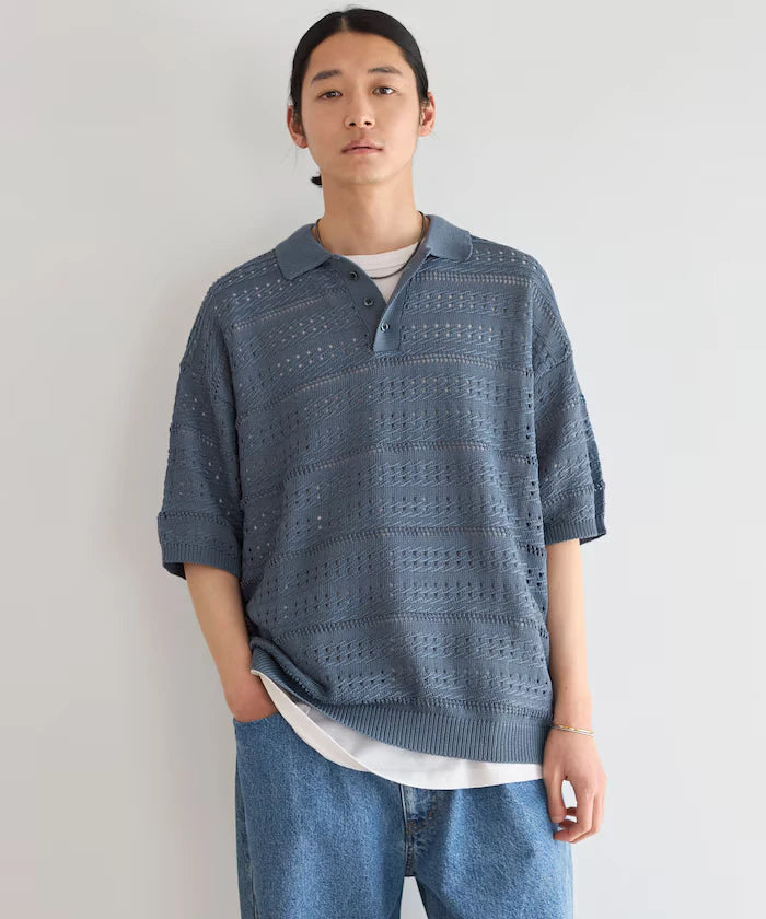 Big Silhouette Short Sleeve Knit Polo Shirt