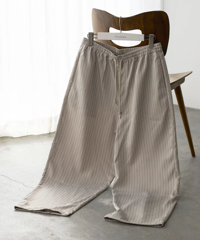 Spindle Stripe Easy Wide Pants / Compatible with Setup