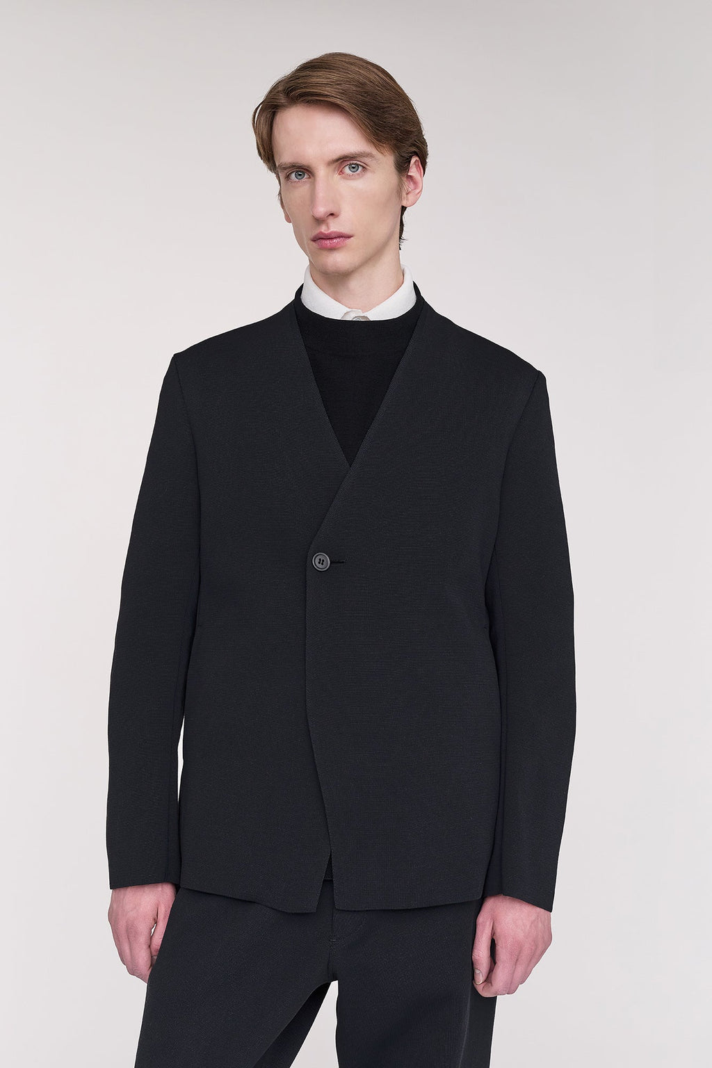 MILAN DOUBLE BREASTED COLLARLESS JACKET
