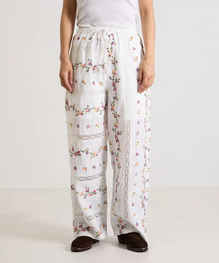 Dobby Floral Embroidery x Lace Pants