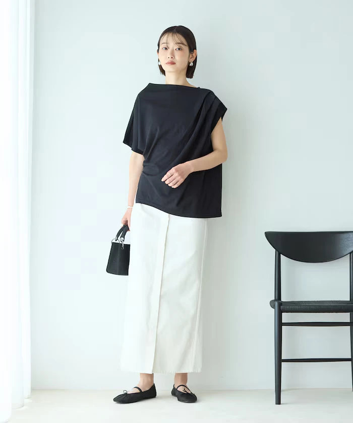 Organic Cotton Asymmetrical Draped Top