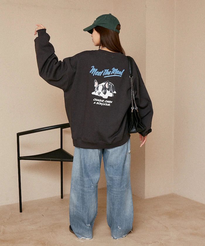Sagara Embroidery French Bulldog Fleece-Lined Sweatshirt Limited Edition