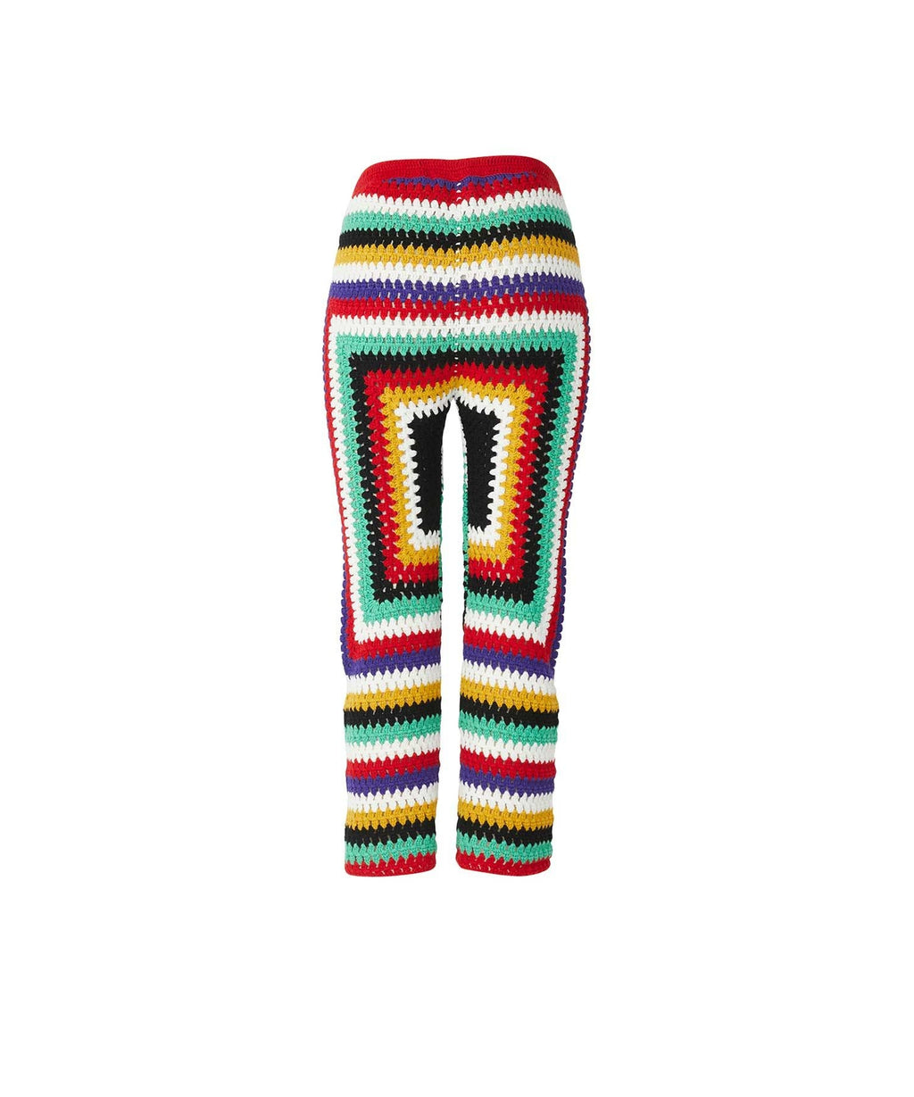 Flower Power Patch Three-Quarter Length Hand-Knit Pants