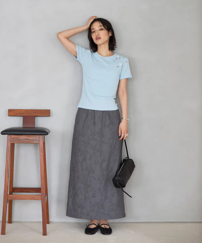 Many Button Cotton Modal Short Sleeve T-Shirt