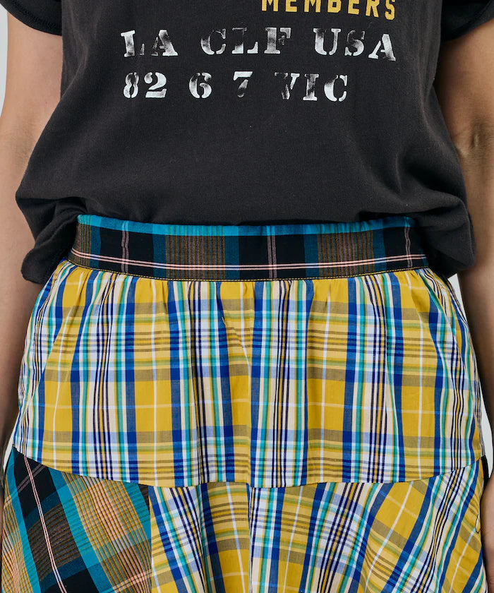 Check x Check Asymmetrical Frill Skirt