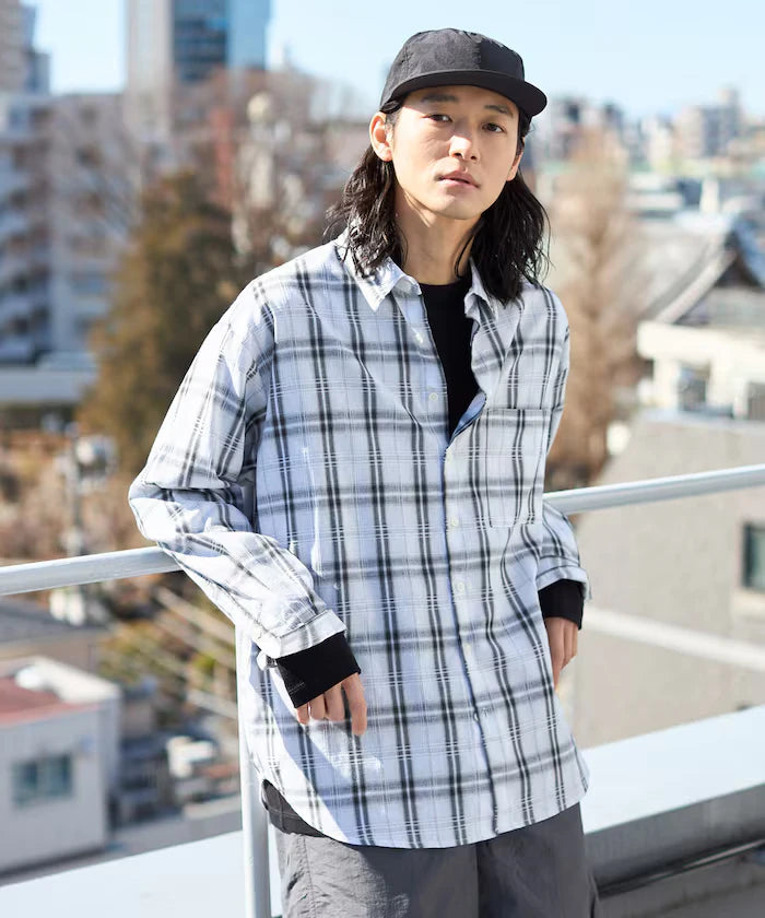 Big Silhouette Ombre Check Shirt / Long Sleeve