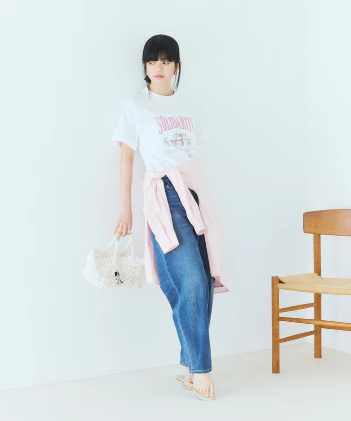 Comfortable Logo Horse Print Crew Neck T-Shirt