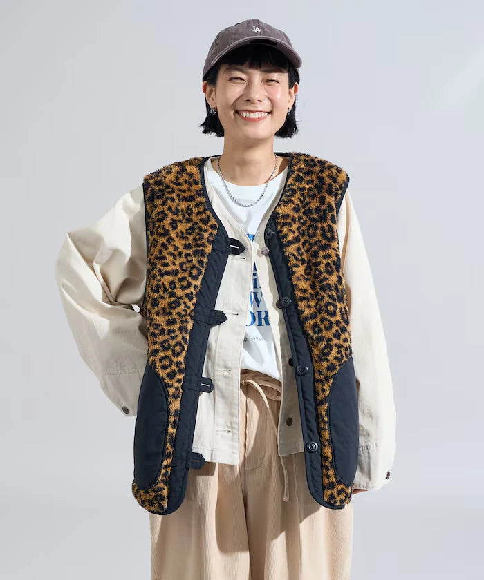 Cotton Nylon Twill Reversible Boa Vest