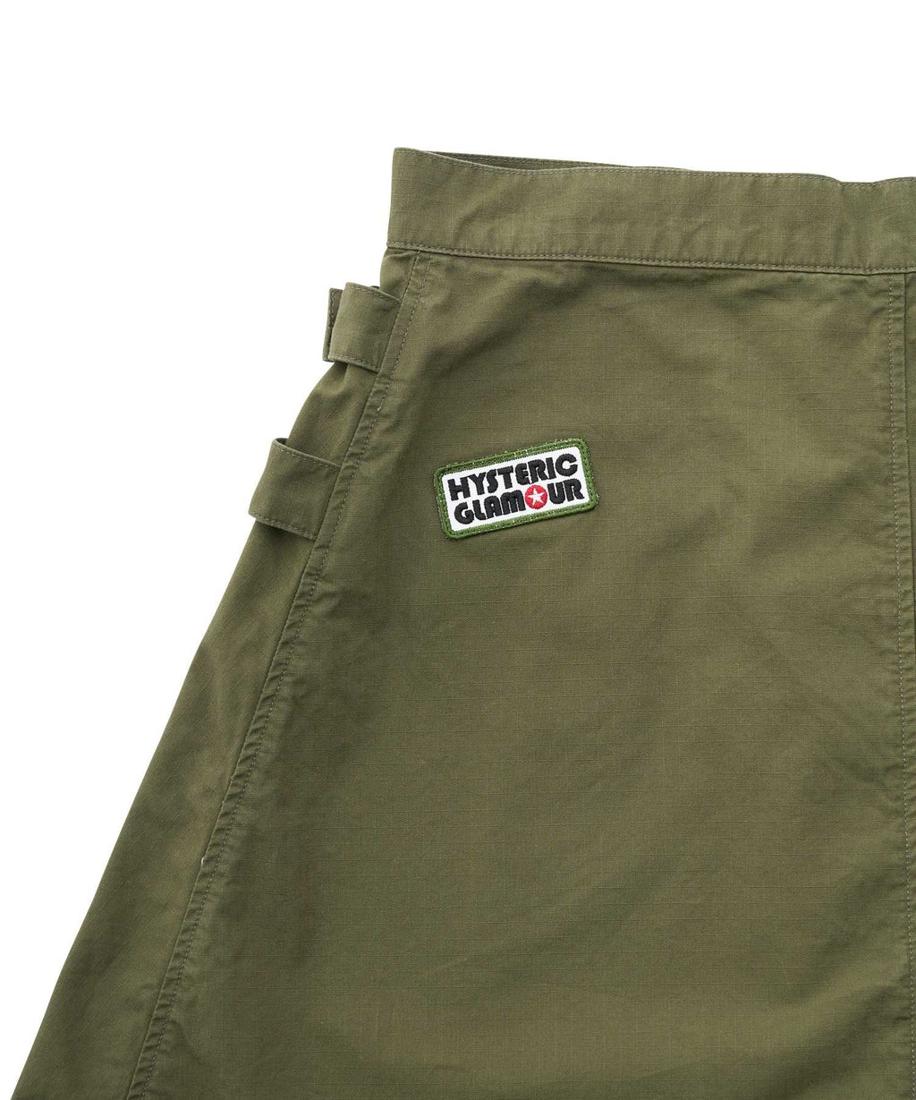Military Pleated Wrap Skirt
