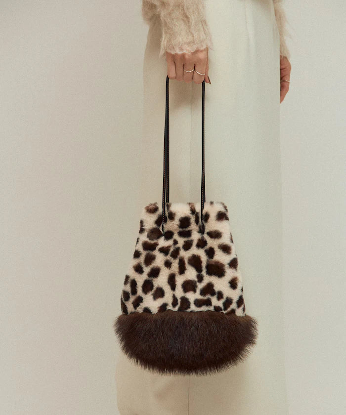 Faux Fur Animal Drawstring Bag