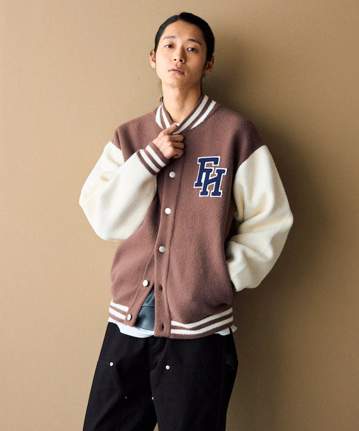 Relaxed Fit Logo Knit Varsity Jacket