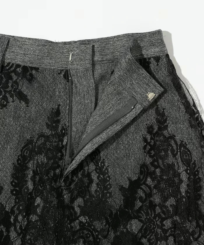 Lace Layered Slacks / Center Press Wide Slacks