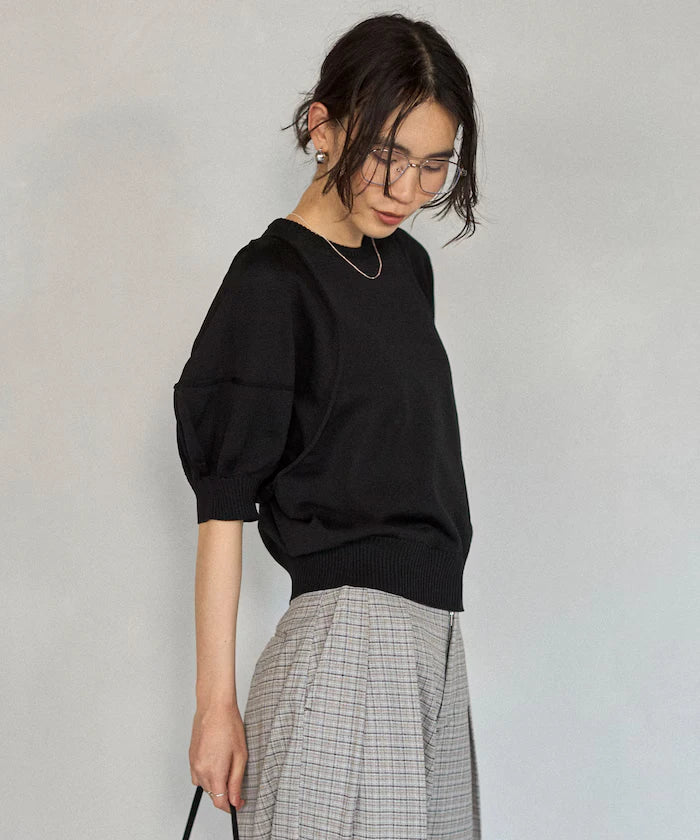 Japan Made Whole Garment Puff Sleeve Top
