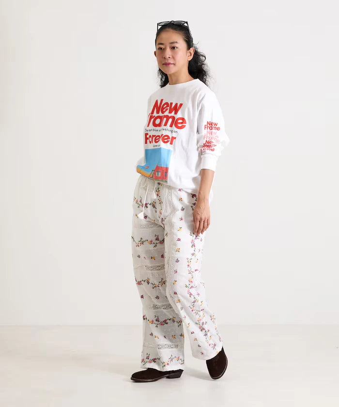 Dobby Floral Embroidery x Lace Pants