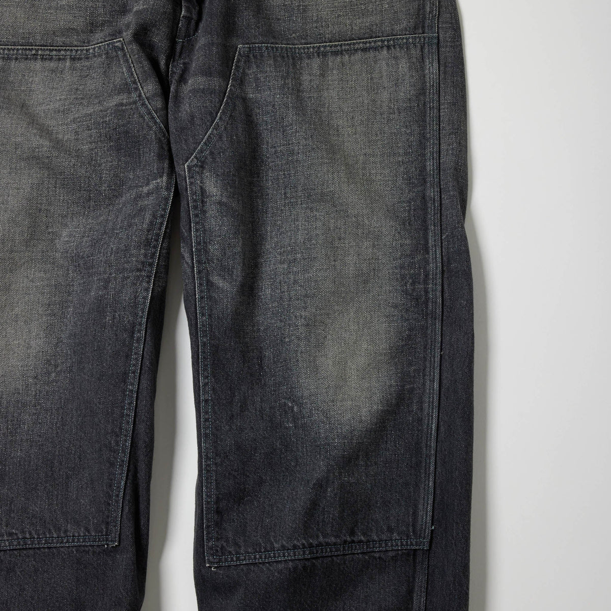 Recycled Waste Suvin Cotton Yarn 11.5oz. Denim Double Knee Painter Pants Vintage Washed