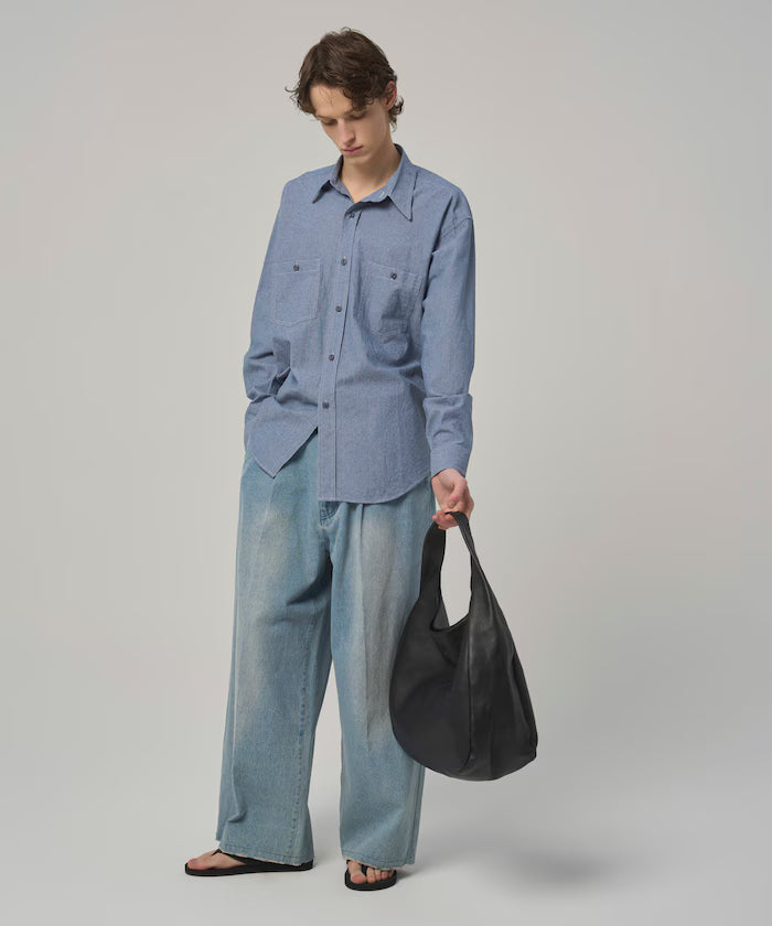 Oversized Classic Regular Collar Chambray Shirt Long Sleeve