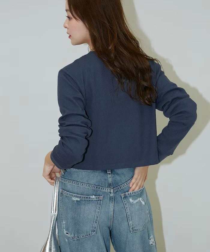 Light Waffle Henley Neck Long Sleeve T Limited Edition