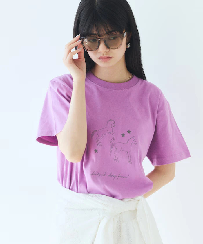 Comfortable Horse Print Crew Neck T-Shirt