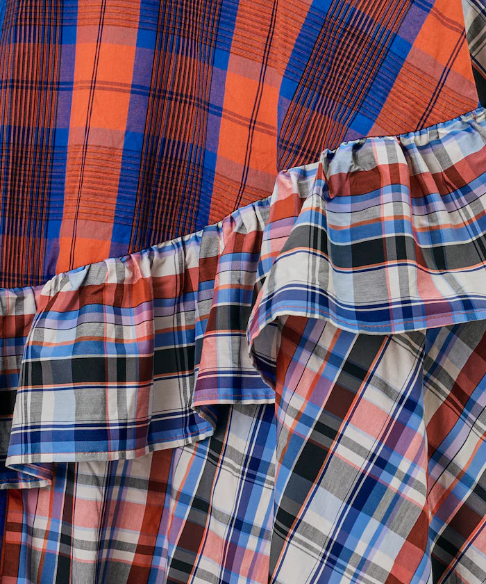 Check x Check Asymmetrical Frill Skirt