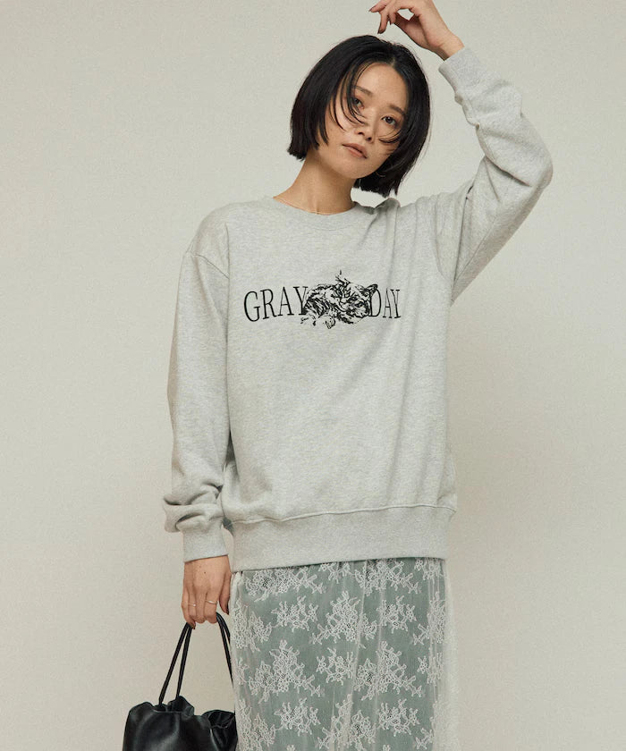 Organic Cotton Animal Logo Print Sweat / CAT / Relaxed Fit / French Terry Sweat