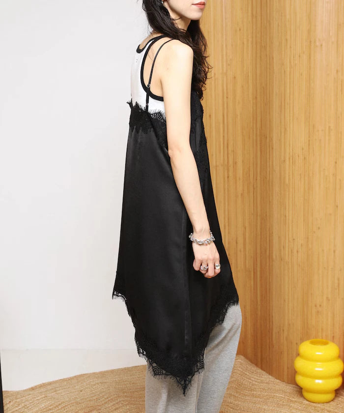 Lace Contrast Vintage Satin Camisole Top