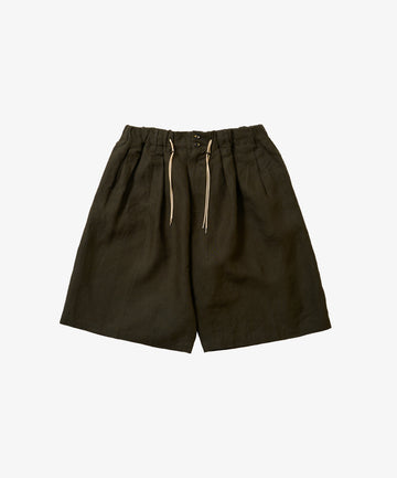 circular short pants linen deep forest