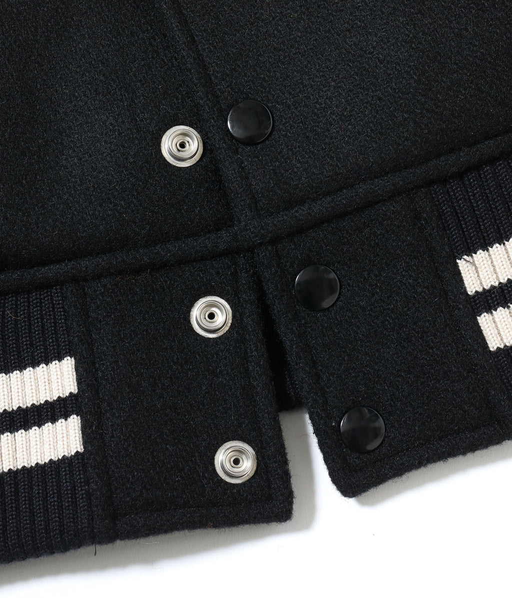 30oz. WOOL MELTON AWARD JACKET “BLUE PECKERS” (BLACK)