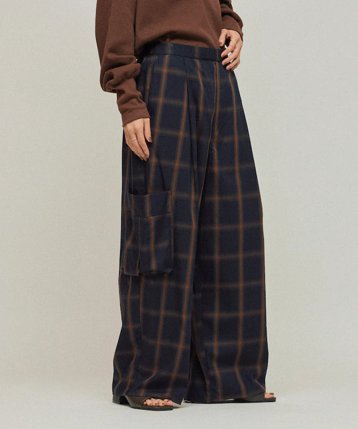 Ombre Check Easy Pants / Patch Pocket Wide Easy Pants
