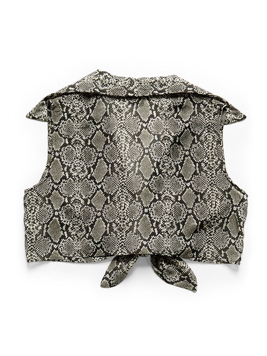 Silk Rayon Snake Pattern Langle Color Sleeveless Blouse...
