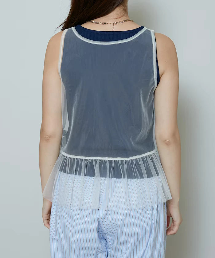 <Set Item> Tulle Layered Tank Top Limited Edition