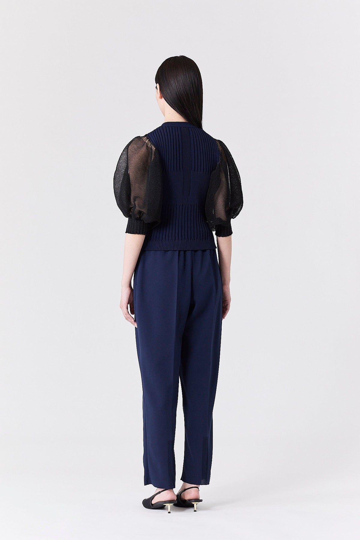 FLUTED LUCENT PUFF SLEEVE CARDIGAN