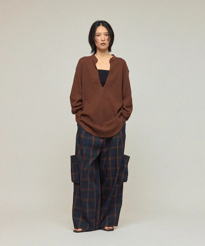 Ombre Check Easy Pants / Patch Pocket Wide Easy Pants