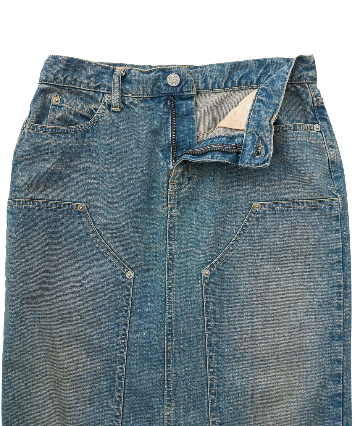 Double Knee Denim Skirt