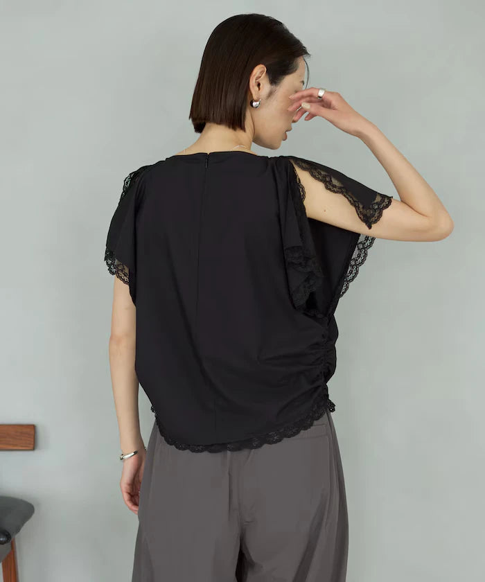 Handkerchief Sleeve Shirring Blouse
