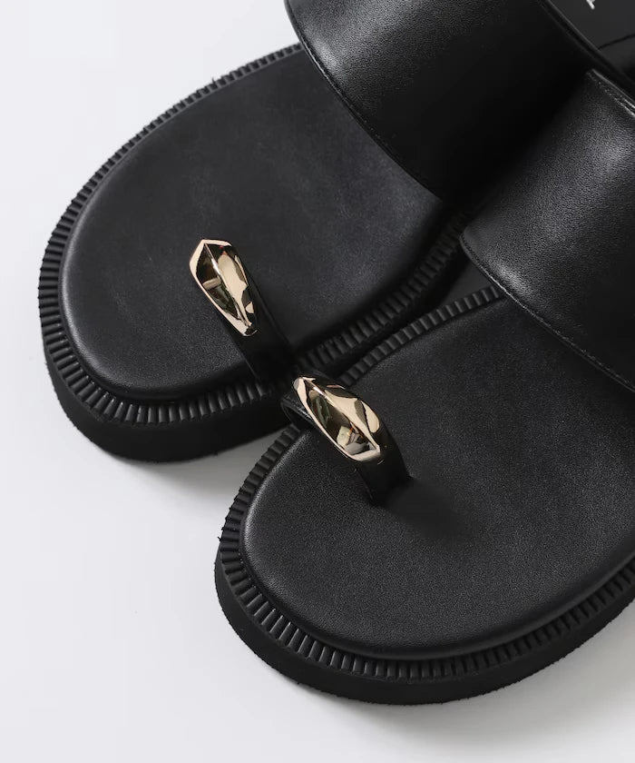 Metal Accent Thumb Loop Sandal
