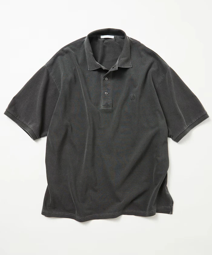 Big Silhouette Vintage Process One Point Embroidery Short Sleeve Polo Shirt