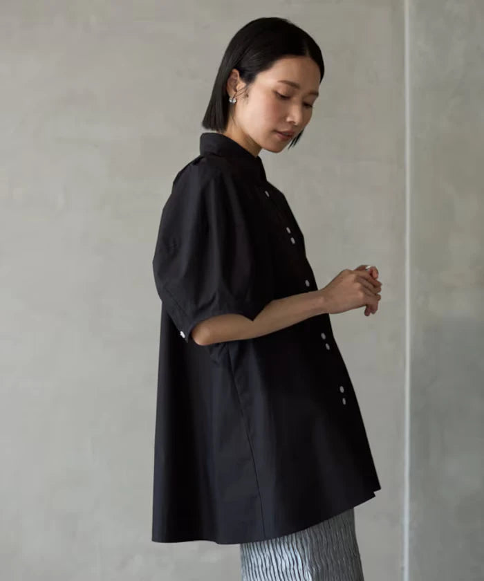 Switching Design Balloon Sleeve Shirt / 5-Minute Sleeve Blouse [Limited Edition]