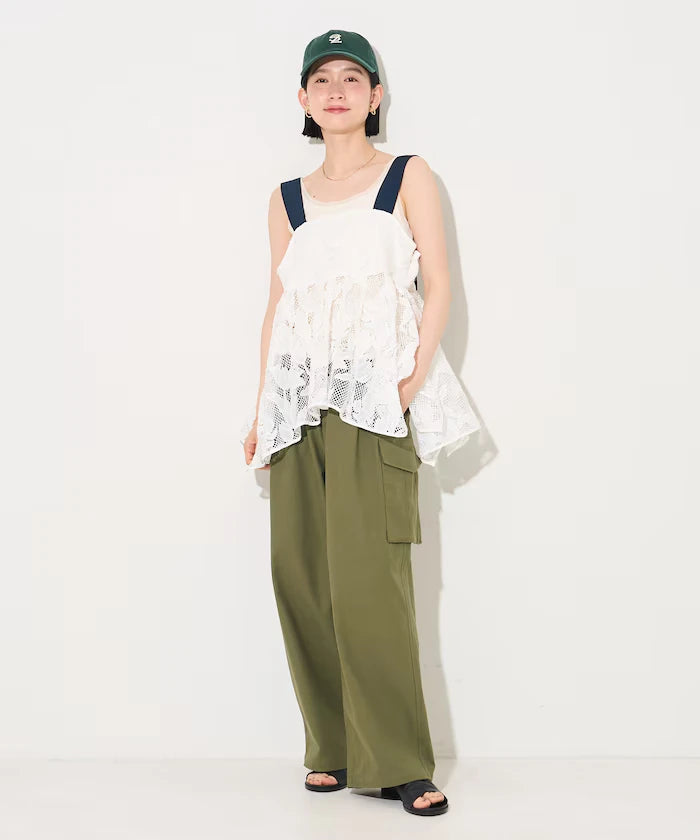 Flower Motif Batten Lace Iris Hem Camisole Top 【Limited Edition】
