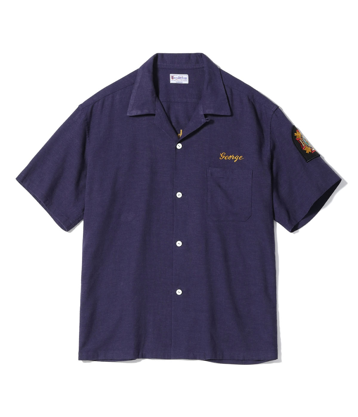 U.S. NAVY RAYON LINEN OPEN SHIRT with CHAIN EMBROIDERED