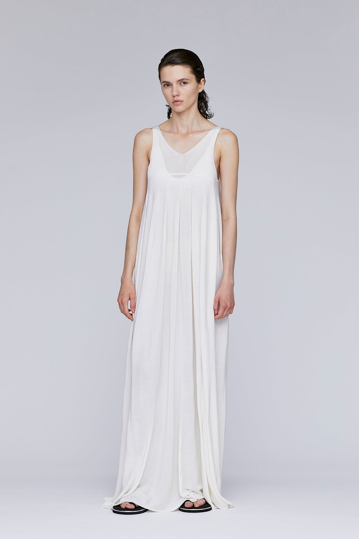 SILK RIVULET STRAP BUST FLARE DRESS